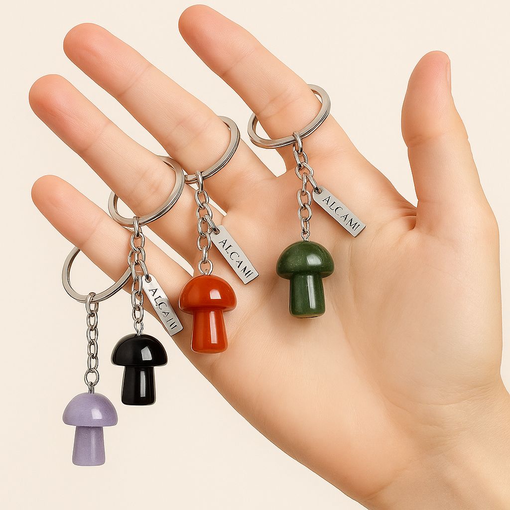 Alcami Crystal Mushroom Keychain